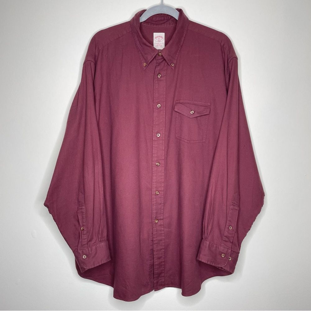 Brooks Brothers The Original Polo Shirt 346 Burgundy Button Down Mens‎ XXL
